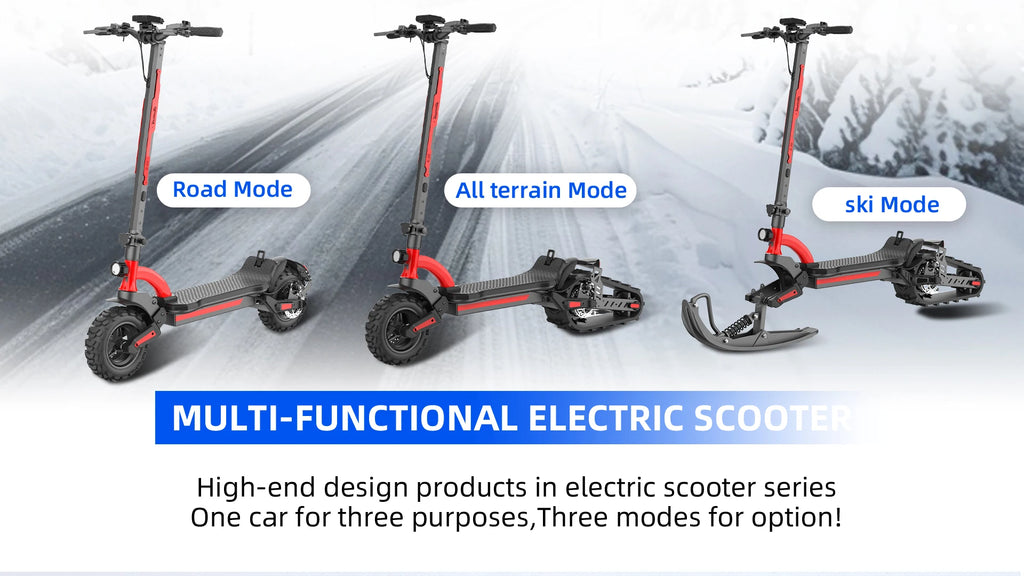 3-in-1(All-Terrain mode+Road mode+Ski mode) Snow Scooter 2000W 48V20Ah Snow Sled E-Scooter Sleigh Wheel Electric Scooter