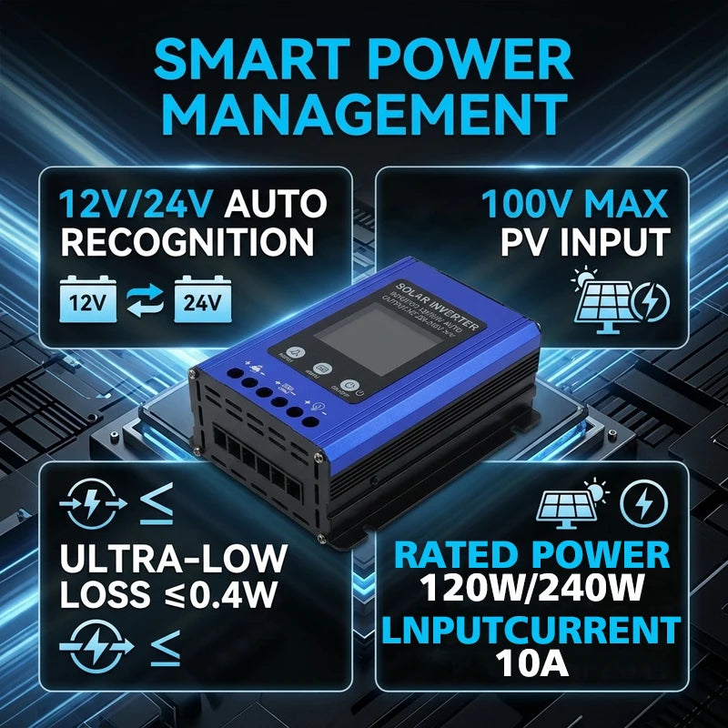 PWM Solar Controller and Inverter Integrated Unit. 200W Home Off-Grid Photovoltaic Inverter with Corrected Sine Wave Output.