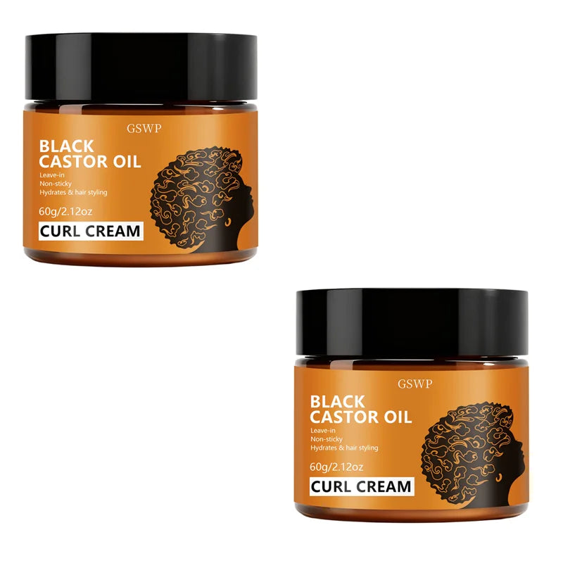 GSWP Black Castor Oil Curl Cream. Moisturizing, Creating Smooth, Bouncy Curls. Long-Lasting Hold Without Stiffness. 60/120g