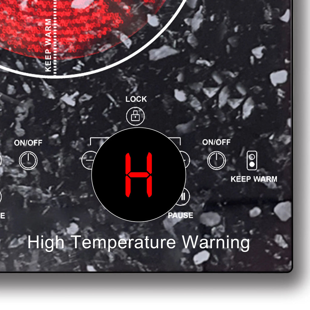 Karinear 2 Burners Electric Cooktop, 120v Plug in Ceramic Cooktop, 12 Inch Countertop & Built-in Electric Stove Top with Child Safety Lock, Timer, Over-Temperature Protection, Sensor Touch Control