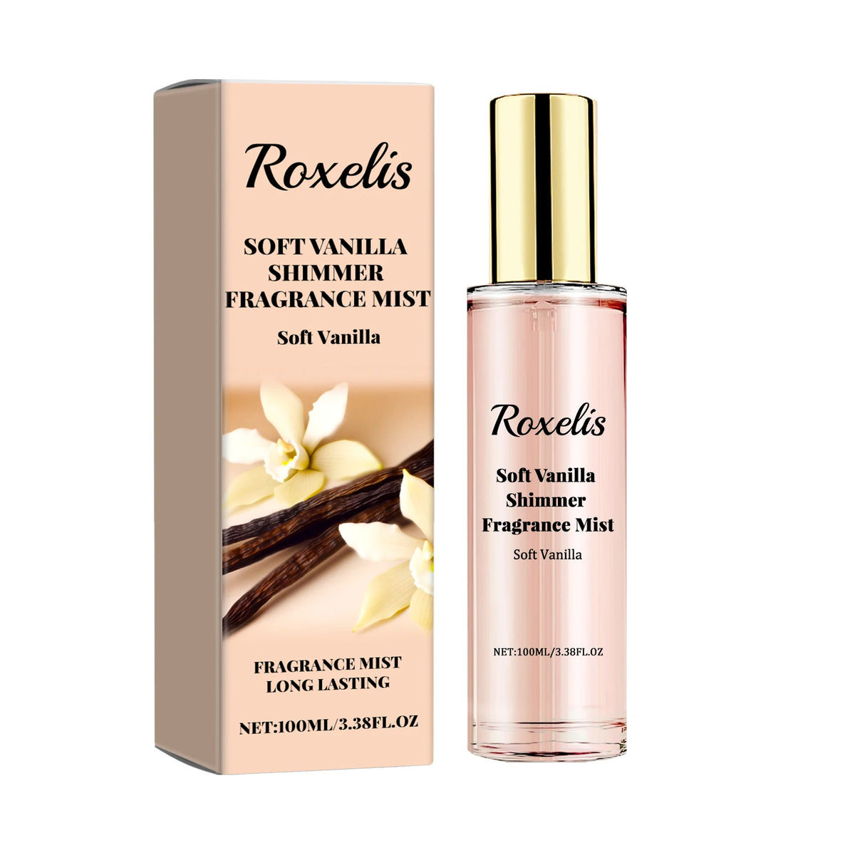 Soft Vanilla Shimmer Fragrance Mist Sandalwood Extract Elegant Scent Boost Confidence Romantic Atmosphere Long Lasting Glow Perfume Spray