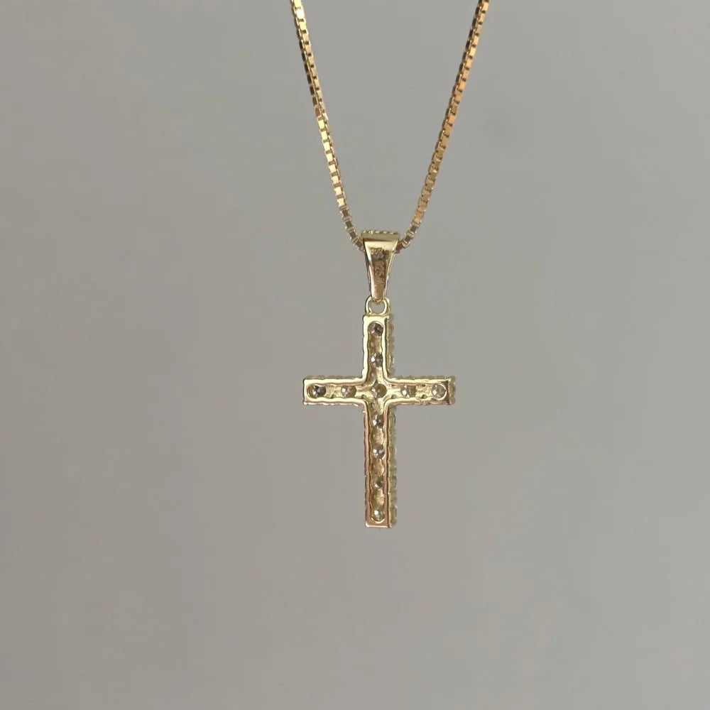 1 Carat Round Cut Lab Grown Diamond 14K White Gold VS Clarity E Color For Women's Diamond Cross Pendant