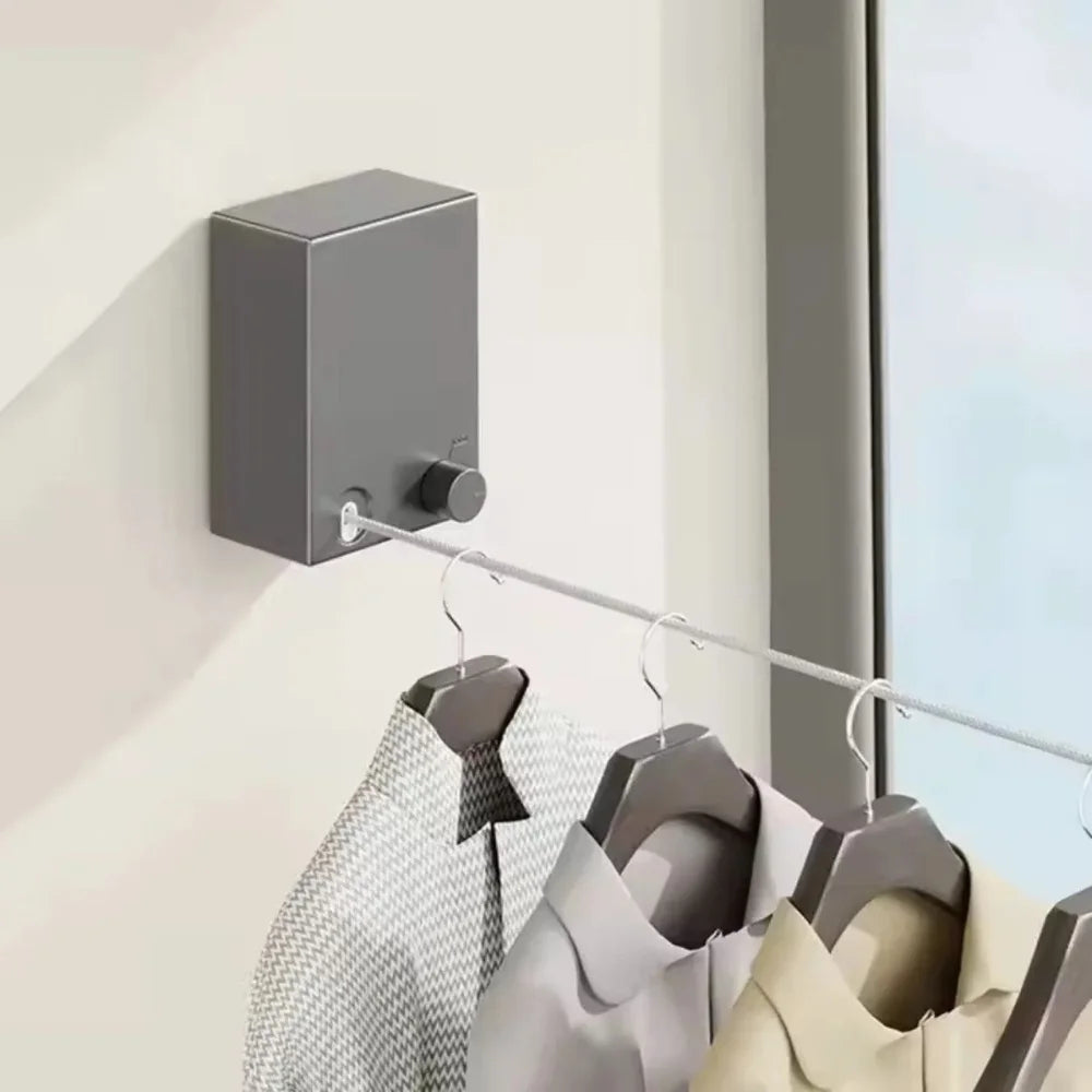 Apartment and House Quality Reinforced And Retractable Black Wall Clothesline