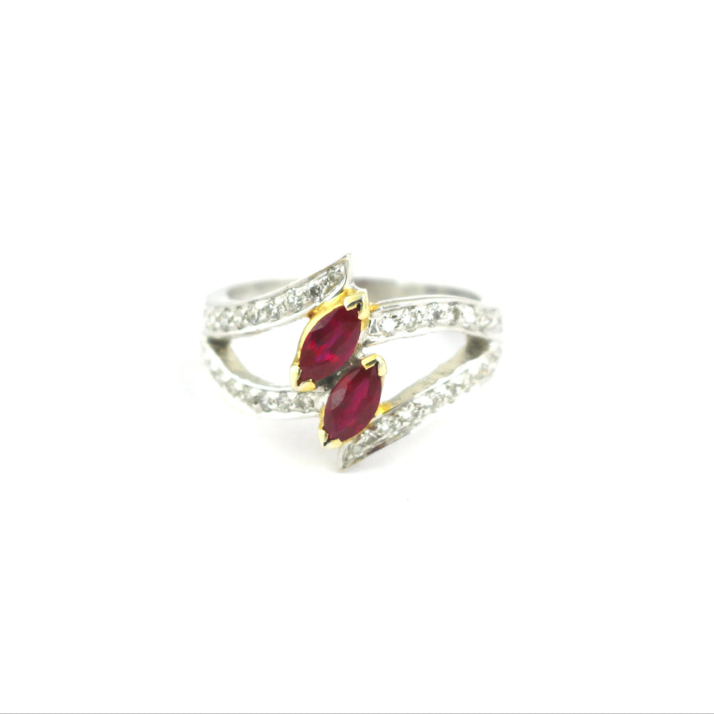 Ruby Marquise Gemstone 925 Sterling Silver July Birthstone Engagement Ring For Women