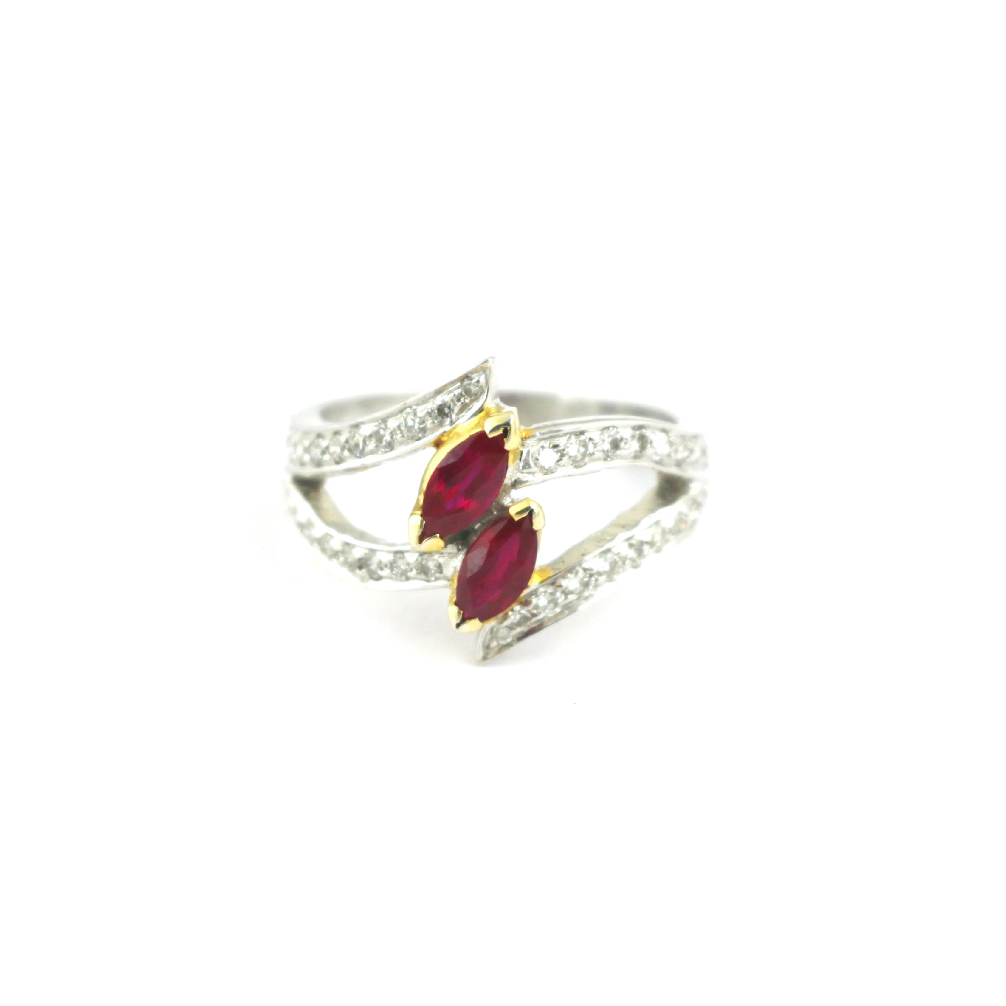 Ruby Marquise Gemstone 925 Sterling Silver July Birthstone Engagement Ring For Women