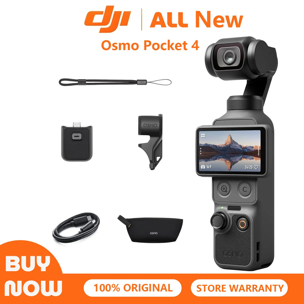 DJI Osmo Pocket 4 Standard Combo Pocket Gimbal Vlog Camera 1'' CMOS 4K/240fps Video 107GB Built-in Storage 3-Axis Stabilization 2x Lossless Zoom 2" Rotatable Screen ActiveTrack