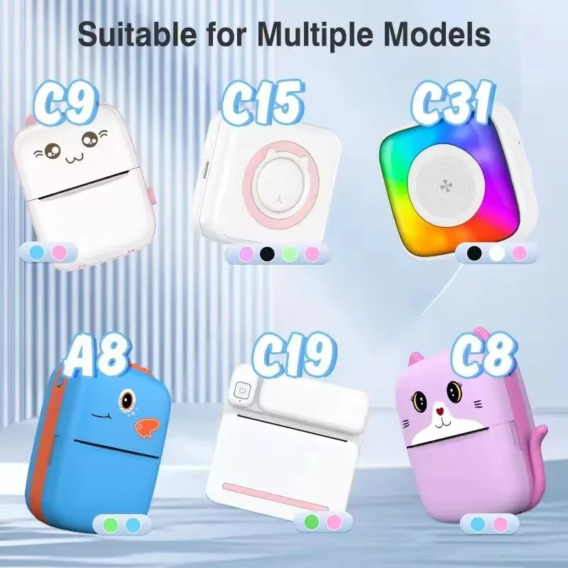 Thermal Printer Papers 57mm Self-adhesive Thermal Papers HD Color Label Printers for Inkless Mini Portable Printer