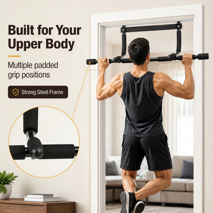 Heavy Duty Pull Up Bar for Door Frame, Adjustable Chin Up Bar with Comfortable Foam Grip, Home Gym Upper Body Training Equipment