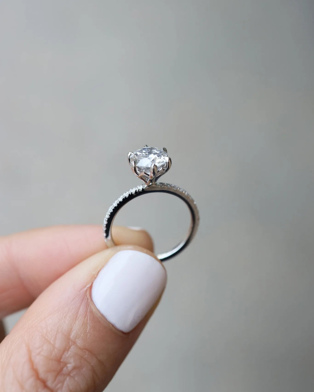 7mm Round Cut Moissanite Engagement Ring Solitaire 925 Sterling Silver Design OAB-1077M
