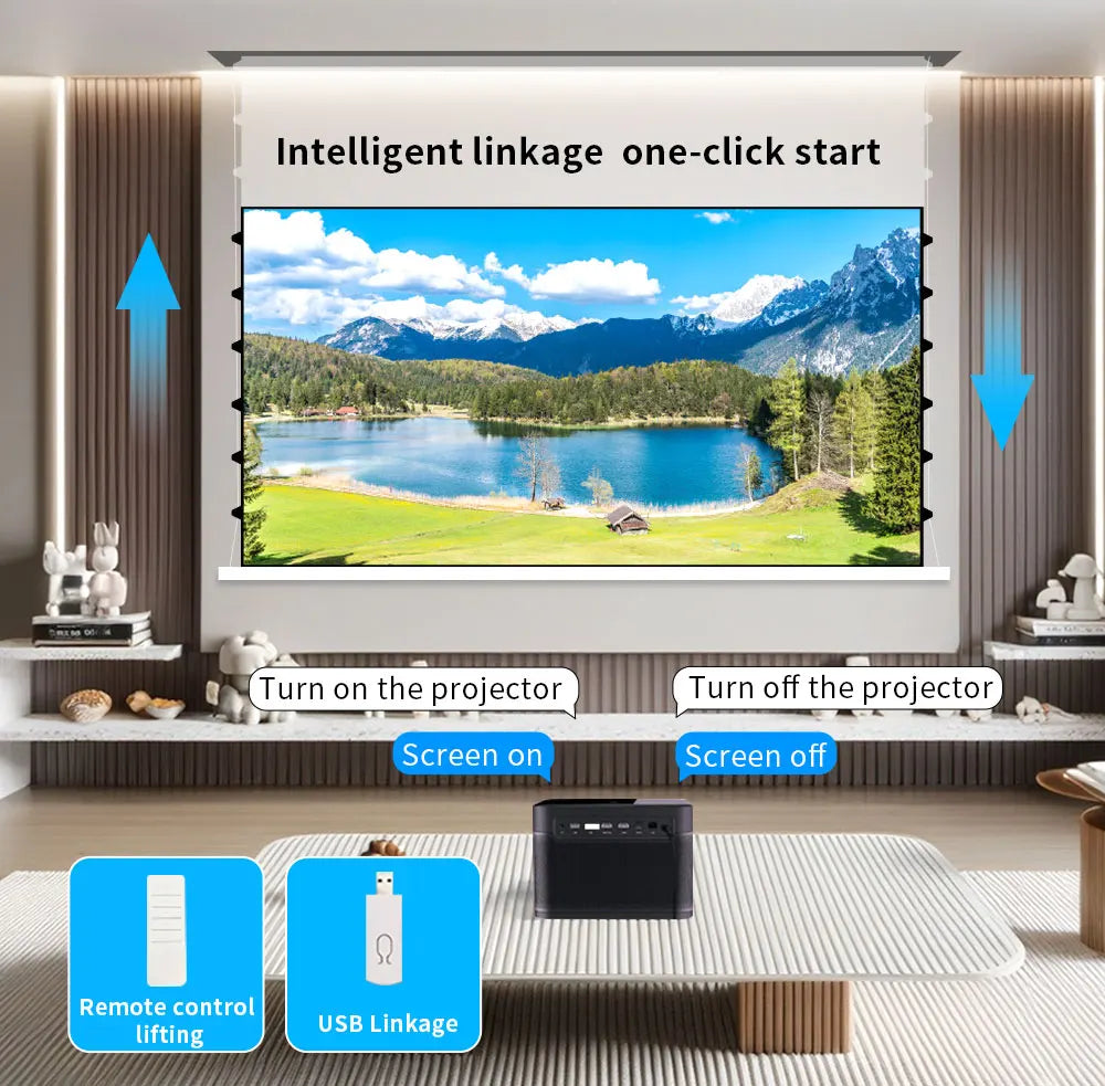 Floating Screen Electric Projection Screen ALR Photonic Screen Home 100 inch Hidden Automatic Lifting 4K Ultra High Definition