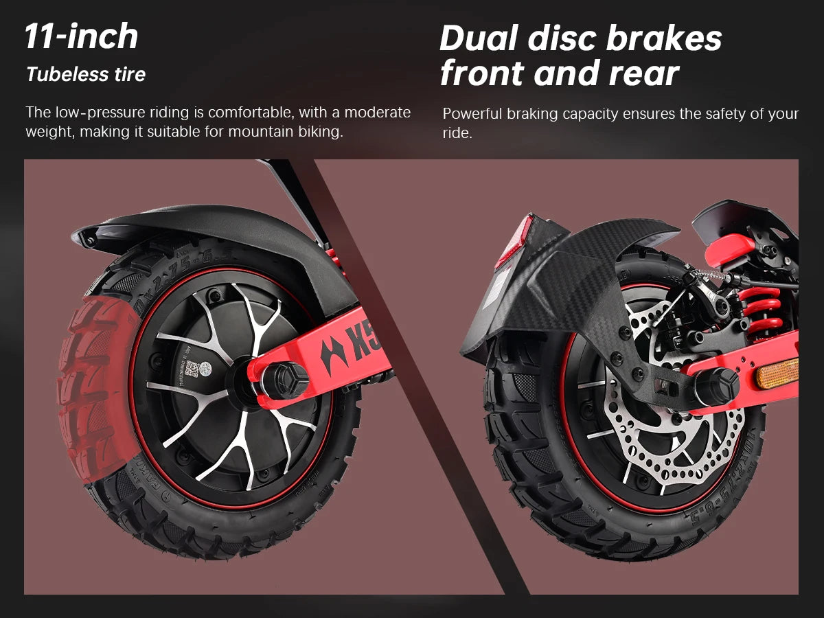ZWHEEL D3 Dual Motors Electric Scooter 2400W All-wheel Drive Max Speed 39 MPH Max Range 50 Miles 960Wh Battery 1000 Cycles Bluetooth Locking and Unlocking Anti-theft Protection TUYA Smart APP 10''Off-Road Tires Low Noise Perf