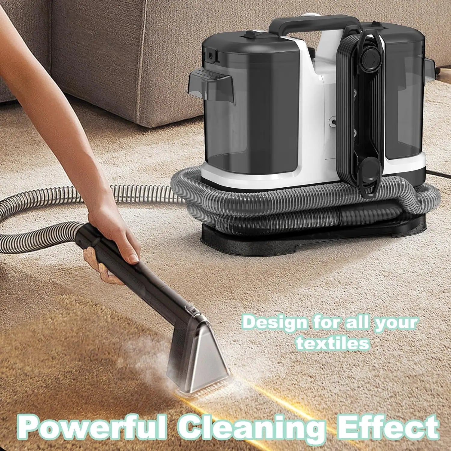 500W 12kPa Portable Carpet Cleaner Spray & Suction All-in-One Pet Dirt Stain Cleaner Handheld Home Furniture Upholstery Cleaner