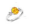 Heirloom Quality 14K Solid Gold Unique Oval Shape Natural Citrine Gemstone & Real IGI Certified White Diamonds Fine Bridal Rings