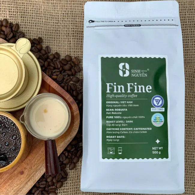 Sinh Nguyen FIN FINE Premium Robusta High Quality Coffee Beans Vietnam Medium Roast Sweet Taste Bulk Wholesale OEM Supply Bag 12