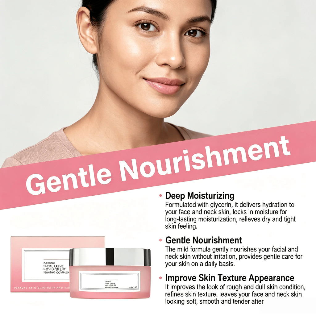 Firming Facial Cream Collagen Rose Oil Deeply Hydrates Rough Texture Replenishes Moisture Restores Elasticity Lifts Contours Smooths Skin Face Neck Moisturizer