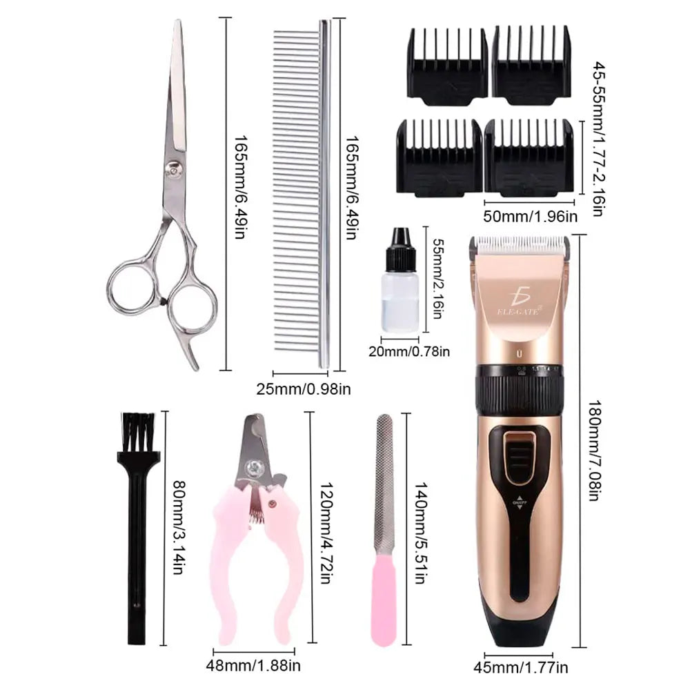 ELE-GATE Rechargeable Automatic Pet Dog Hair Trimmer Shaver Clippers Blades Modern MAS.18 Model 110-240V Customizable Size