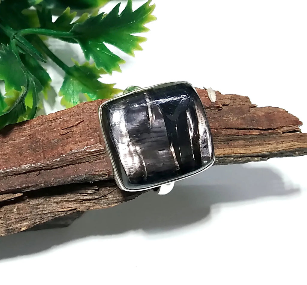 Natural Gray Hypersthene Gemstone 925 Sterling Silver Luxury Cushion Shape Statement Ring Party Wear Silver Jewelry for Women