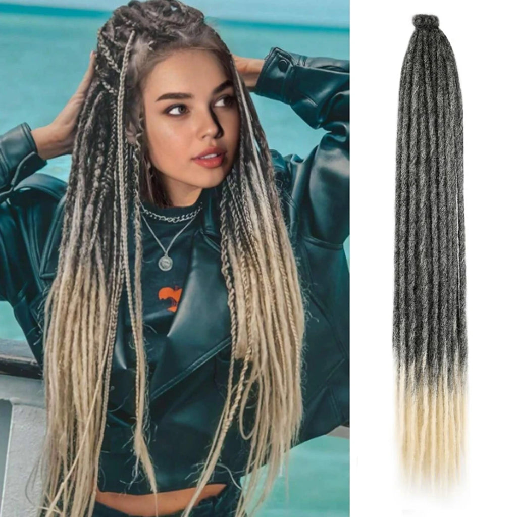 24 Inch Synthetic Dreadlock Hair Extensions, 10Strands/Lot Single Ended Soft Dreads Locks Hippie Style Dreadlock for Women