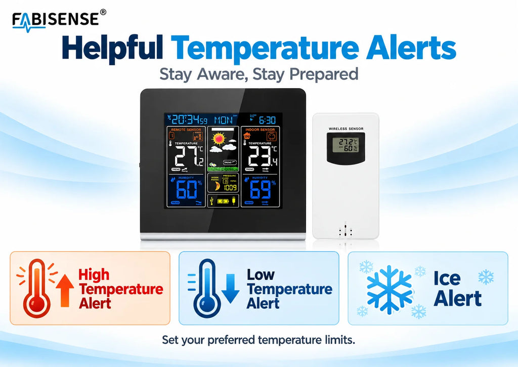 FABISENSE Wireless Weather Station with Indoor Outdoor Sensor Thermometer Hygrometer, Forecast Barometer Moon Phase, USB Powered