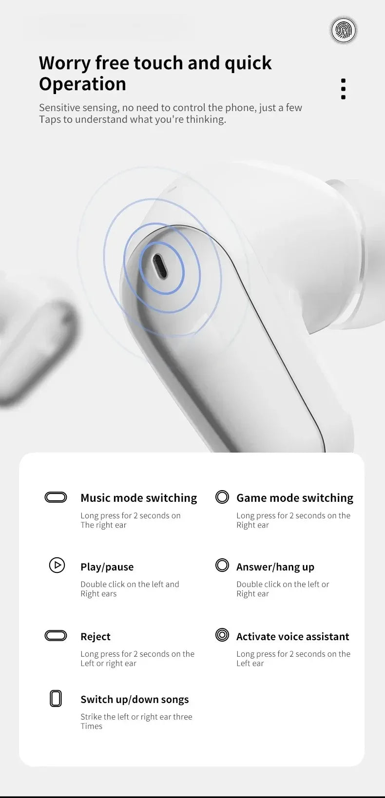 2026 New Wireless Bluetooth Headset ENC Noise Reduction HIFI High-Quality Sports Headset In-Ear Low-Delay Game Headset
