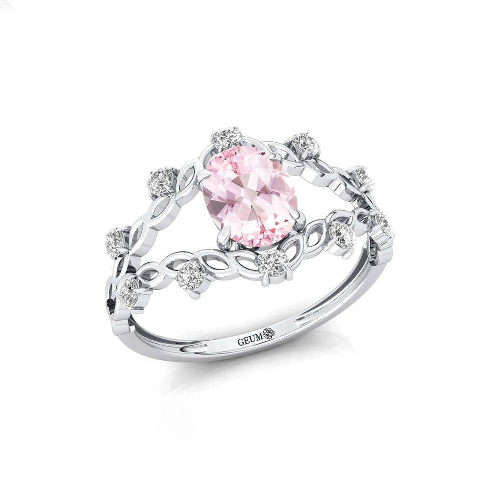 Classic Design Oval Cut 1.1 Ct Natural Morganite Gemstone Rings in 18k Solid Gold With Natural Diamonds Fine Bridal Rings OEM