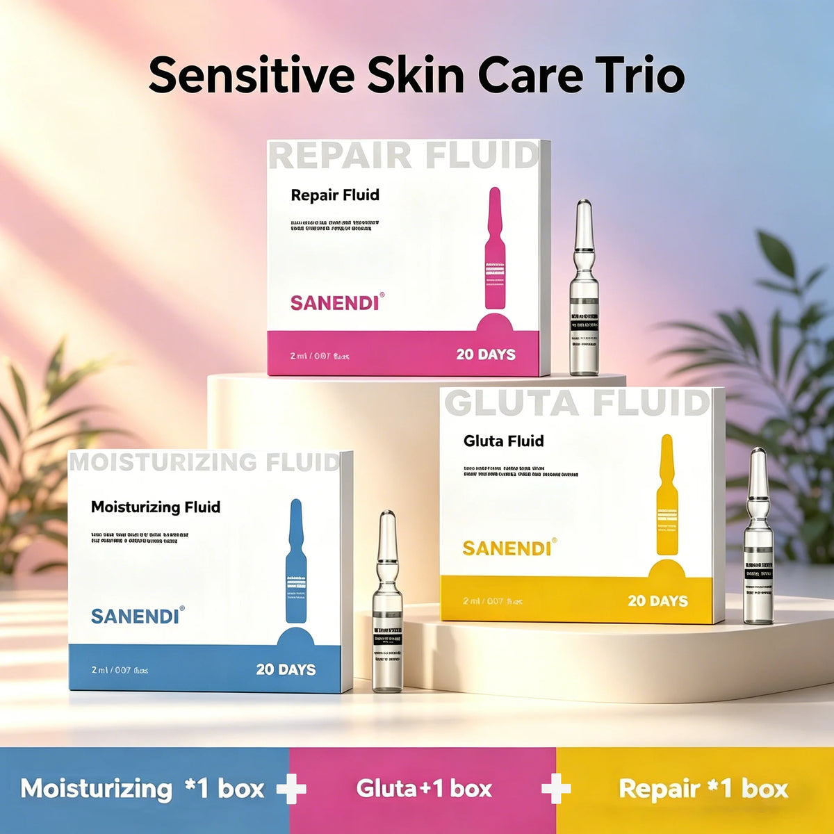 Sanendi Peptide GSH Ampoules SkinBooster Serum  Collagen Fluid Eyes Face Care Essence Deep Hyadration Korean Skin Care 20vials