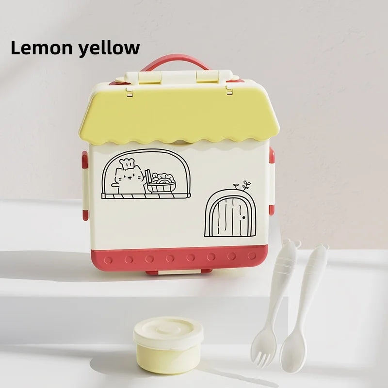 Portable Sealed Lunch Box Student Bento Box Microwave Available Heating School Office Staff Fruit Food Containers Forks Spoons