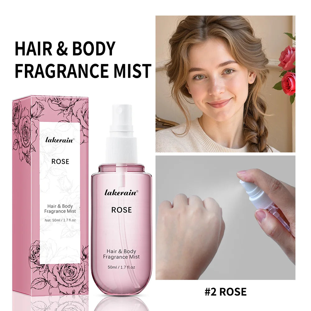50ml Vanilla Rose Fragrance Spray Hair & Body Fragrance Mist Fresh Long Lasting Fragrance Perfume Travel Size Freshener Spray