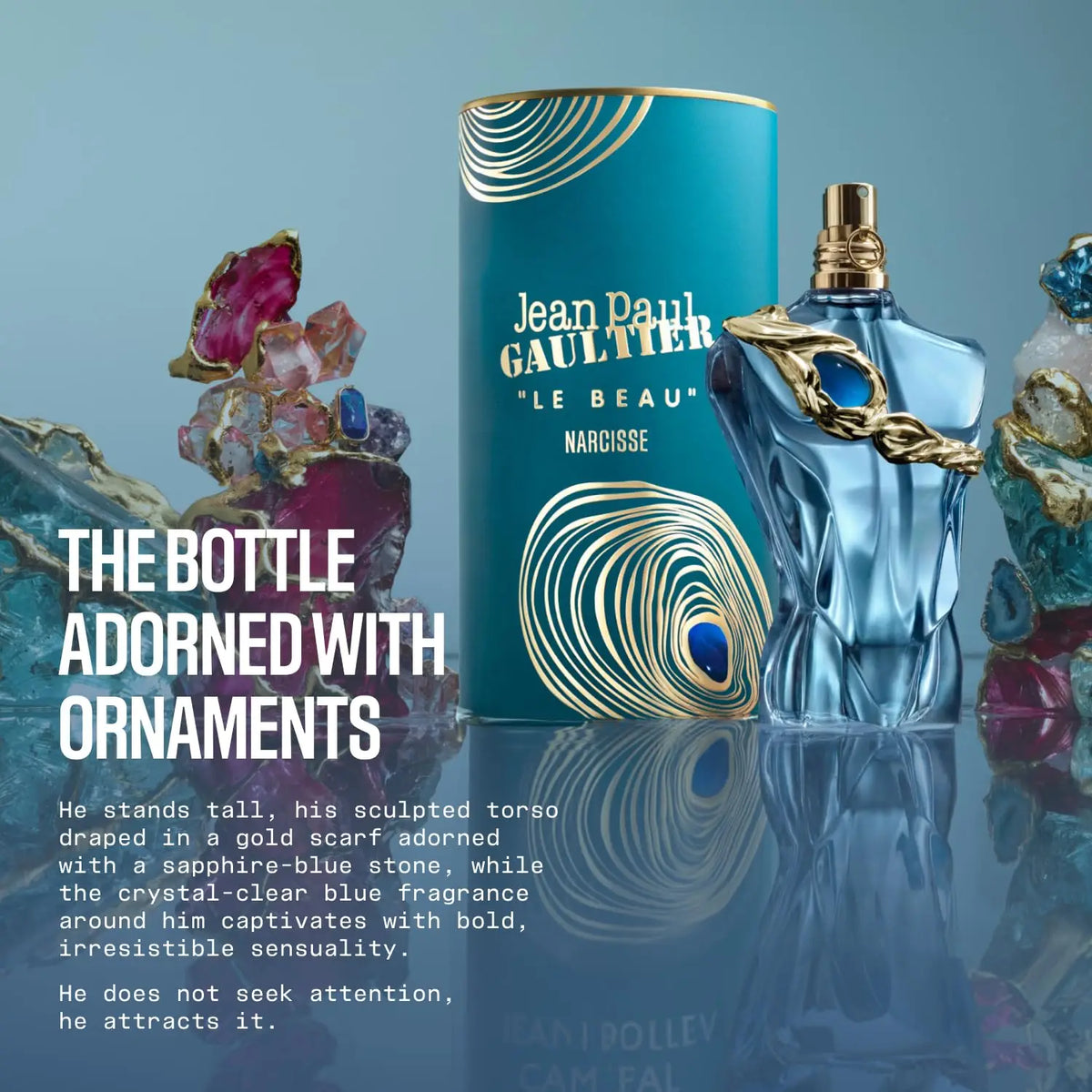 Jean Paul Gaultier Le Beau Narcisse Eau De Parfum Spray – Addictive Amber Musk & Tonka Bean Scent, Bergamot, Long-Lasting Designer Fragrance, Perfect Gift, 4.2 Fl oz / 125 ml