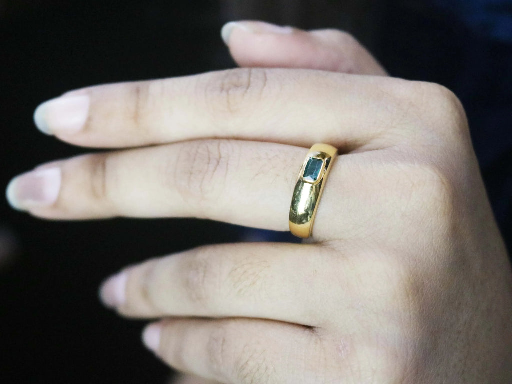 Emerald Quartz Octagon Bezel Set Ring 925 Sterling Silver May Birthstone Jewelry For Women