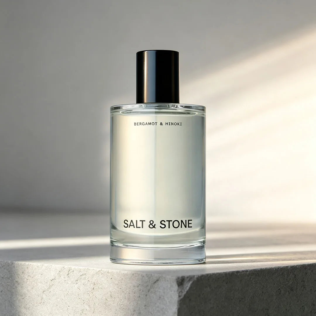 SALT & STONE Bergamot & Hinoki 100ml 3.4Oz Unisex Fragrance, Calming Minimalist Perfume for Casual Outings, With Woody Hinoki and Bright Orange Blossom Notes