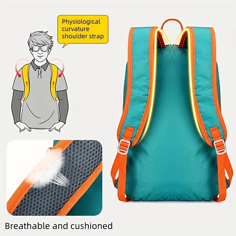 Outdoor Travel Bag Large Capacity Foldable Waterproof Backpack Lightweight Portable Adjustable Hiking Mountaineering Bag