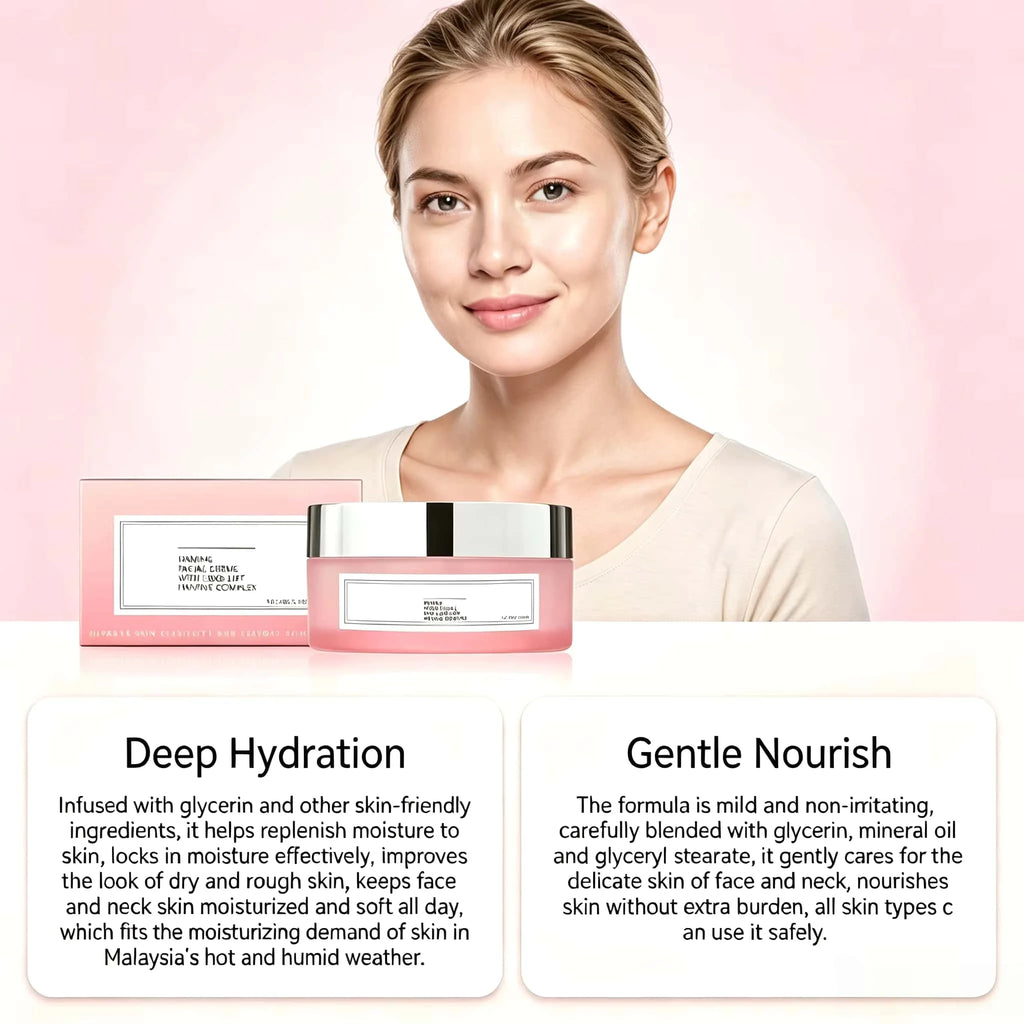 Firming Facial Cream Collagen Rose Oil Deeply Hydrates Rough Texture Replenishes Moisture Restores Elasticity Lifts Contours Smooths Skin Face Neck Moisturizer