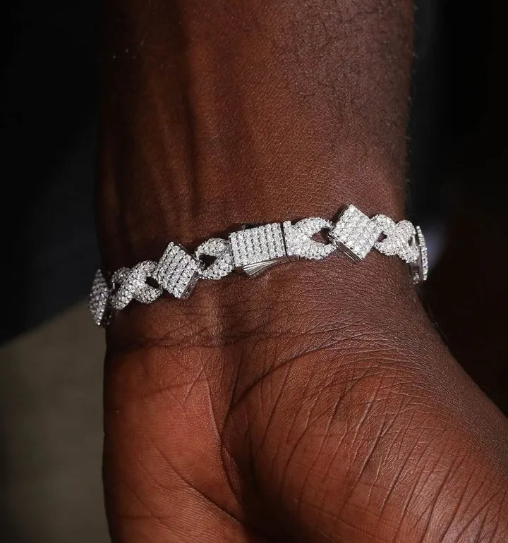 Iced 925 Silver Cuban Link Hip Hop Bracelet Moissanite Diamond Luxury Sparkling Design Bold Statement Timeless
