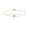 Solid 14K Yellow Gold SI Clarity G-H Color Diamond Star Charm Chain Bracelet Genuine Gold Jewelry Wholesale