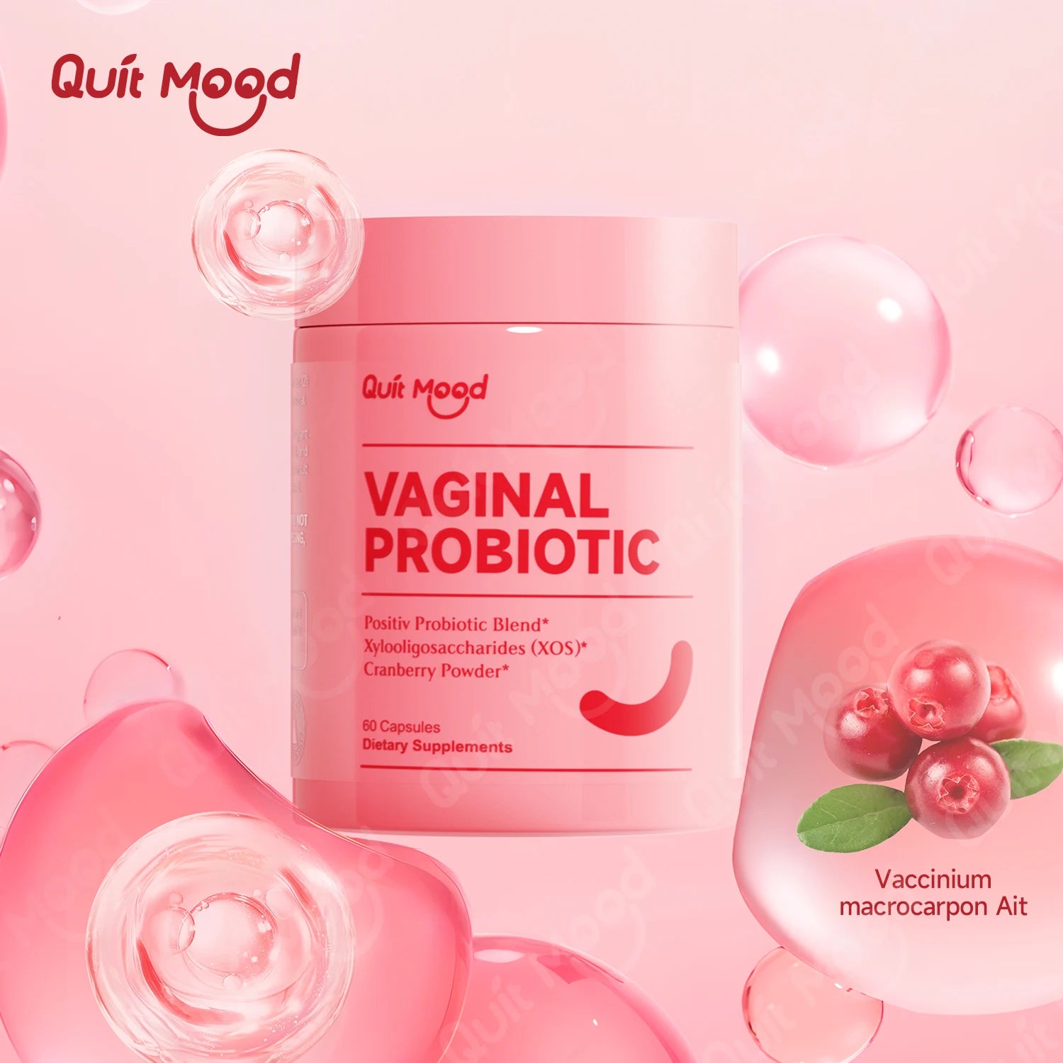 Quitmood Probiotics for Women Balance with Prebiotics, Women Probiotics with Cranberry Extract, 60 capsules women's Probiotics S
