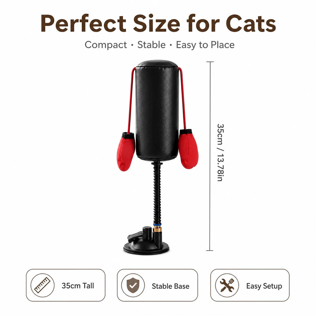 Paw Punch Cat Boxing Toy Cat Punching Bag with Boxing Gloves-Interactive Exercise Toy Indoor Play Durable Suction Cup Activity