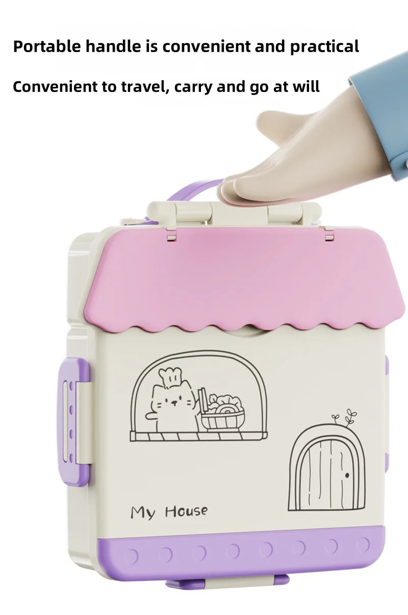Portable Sealed Lunch Box Student Bento Box Microwave Available Heating School Office Staff Fruit Food Containers Forks Spoons