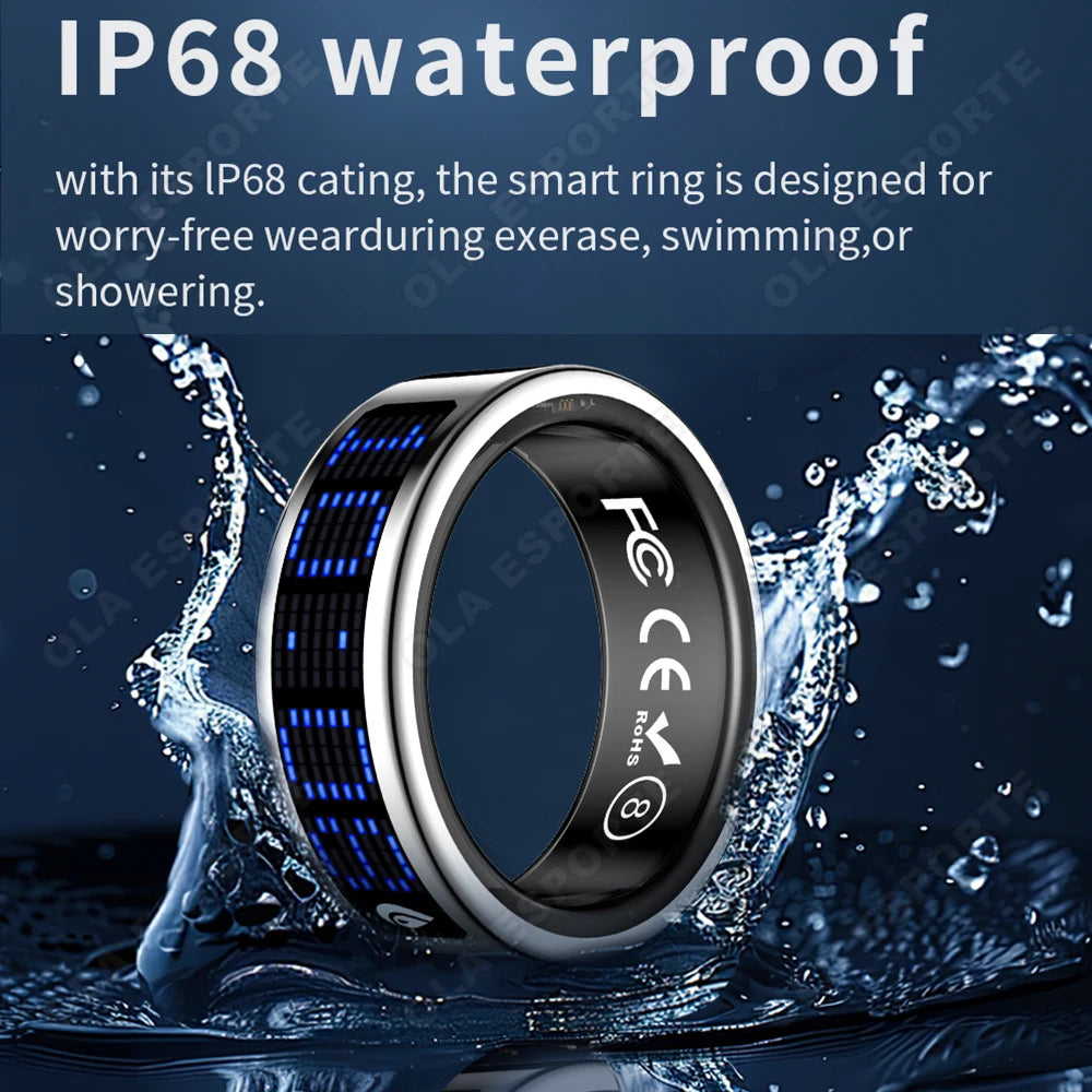 Amoled Screen Smart Ring Display Time Heart Rate Monitoring Blood Preasure Waterproof New SmartRing GPS Tracker Step Counter Control take photo Rings