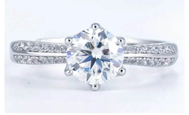 Wholesale Jewelry Women Gra Certificate Cut VVS Diamond Moissanite Engagement Wedding Set 925 Sterling Silver Adjustable Rings