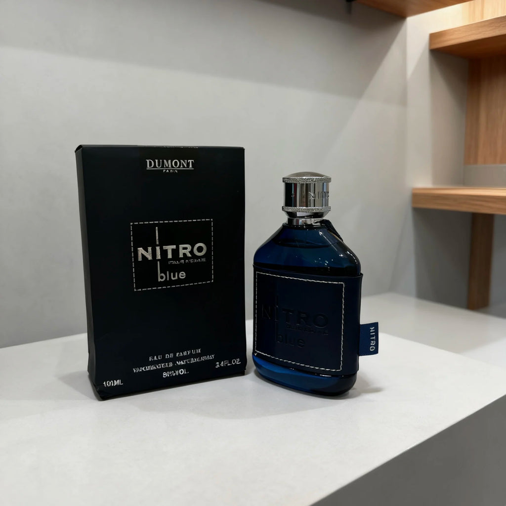 Dumont Nitro Blue Eau De Parfum - Uplifting Floral & Woody Fragrance - 3.4 Fl Oz