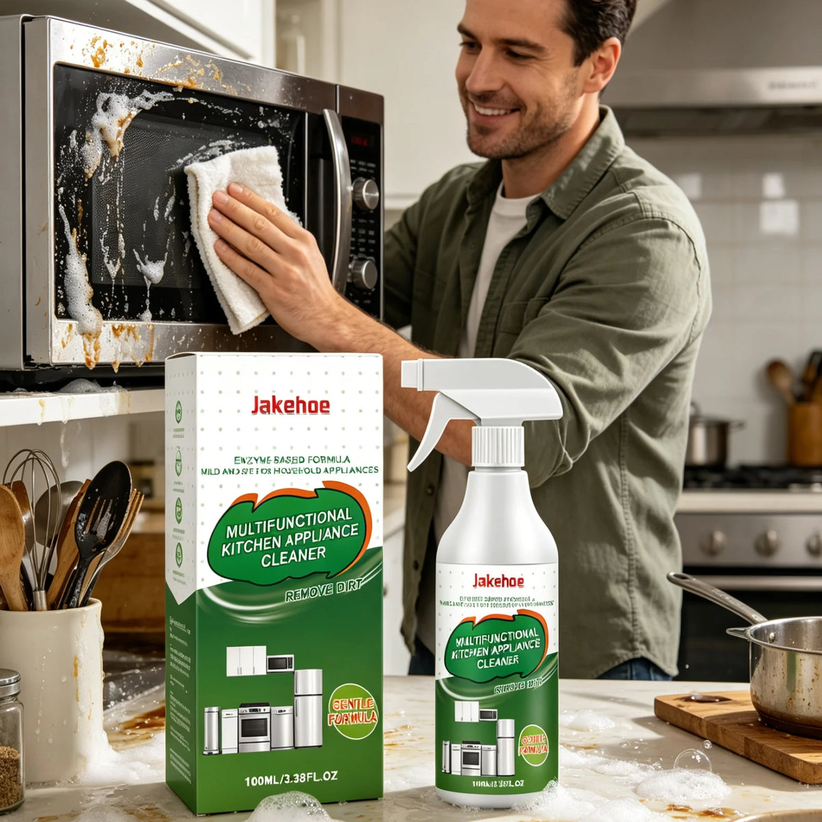 Jakehoe Kitchen Appliance Cleaner Powerful Decontamination Deep Stain Removal Refresh Kitchen Odors Multi Purpose Kitchen Spray