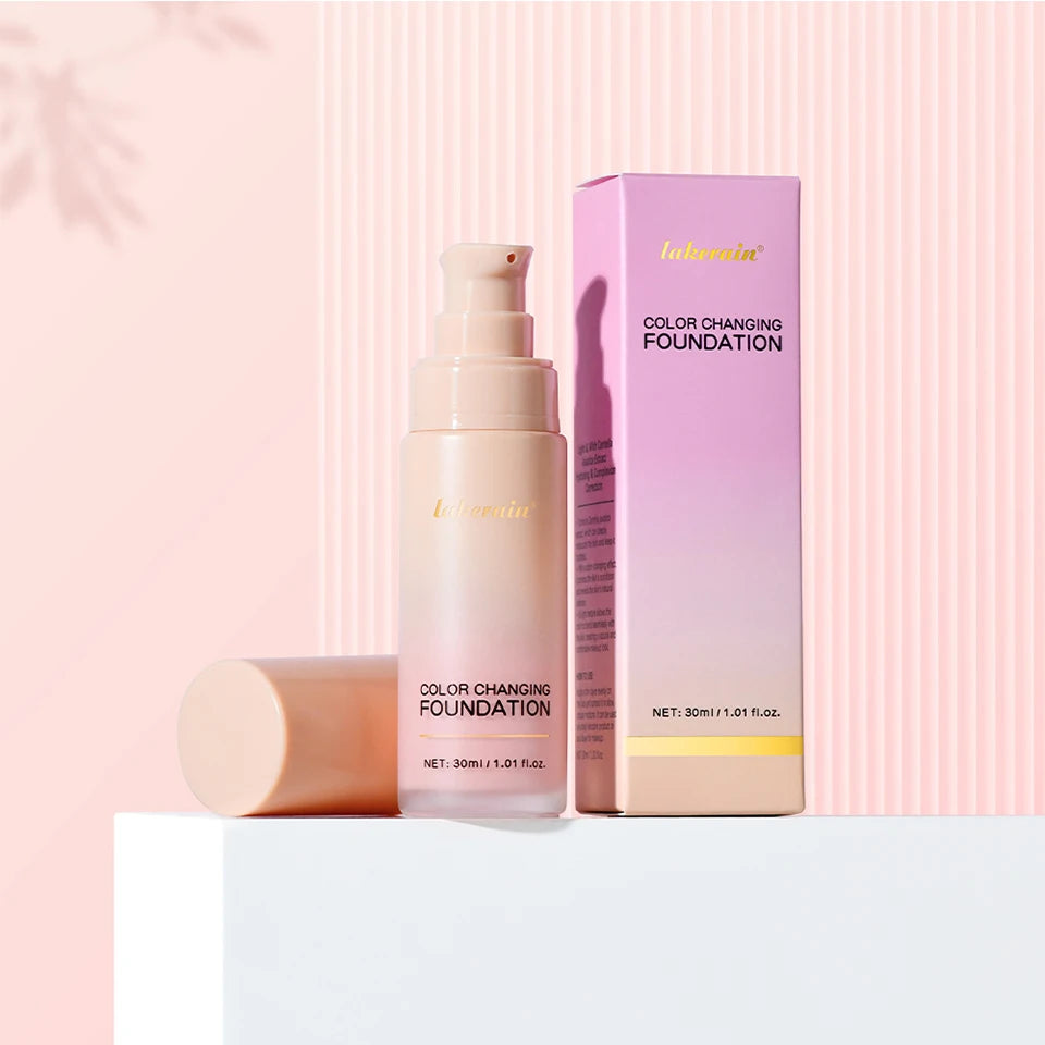 Color Changing Foundation Long-Lasting Makeup Effect Magic Foundation High Coverage Self-Coloring Cc Cream Cosmetics