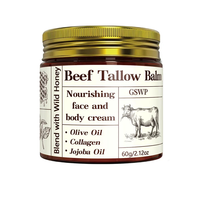 GSWP Beef Tallow Moisturising Cream, Containing Honey and Collagen, Provides Deep Hydration. Gentle and Non-Irritating. 60g/120g