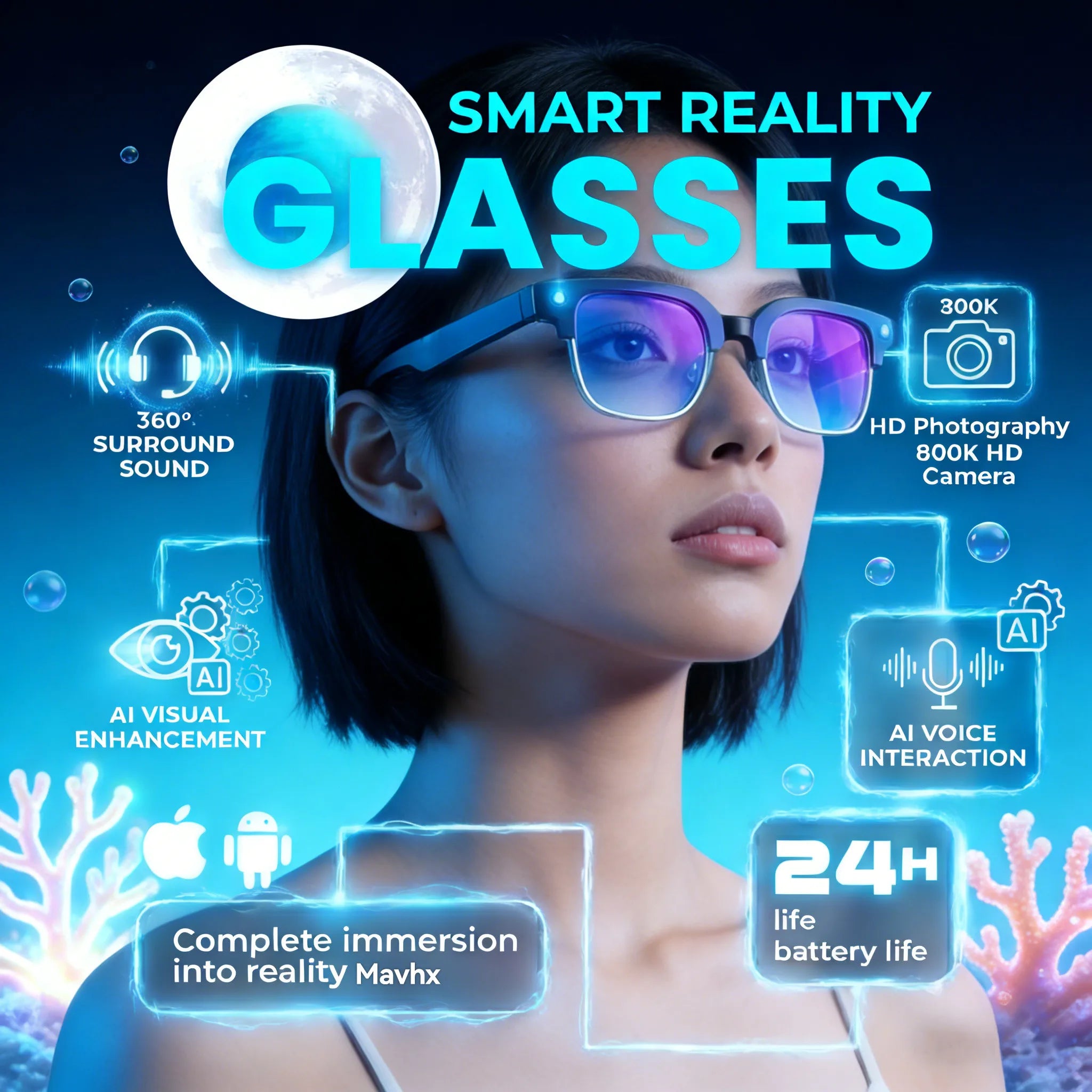 2026 New 4K HD 800W Pixel Dual-Camera Smart Glasses Men 1200P Video Recording AI Chat WIFI Transmission Translation Call Glasses