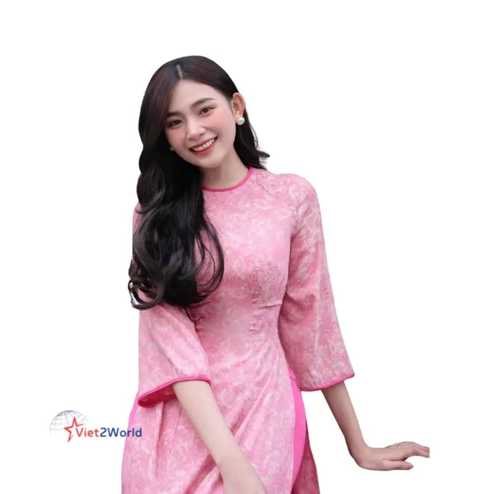 Wholesale Customizable Vietnamese Traditional Red Leopard Print Asymmetrical Modal Ao Dai Women Vintage Style Anti-Static OEM