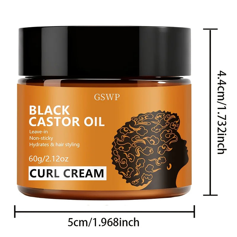 GSWP Black Castor Oil Curl Cream. Moisturizing, Creating Smooth, Bouncy Curls. Long-Lasting Hold Without Stiffness. 60/120g