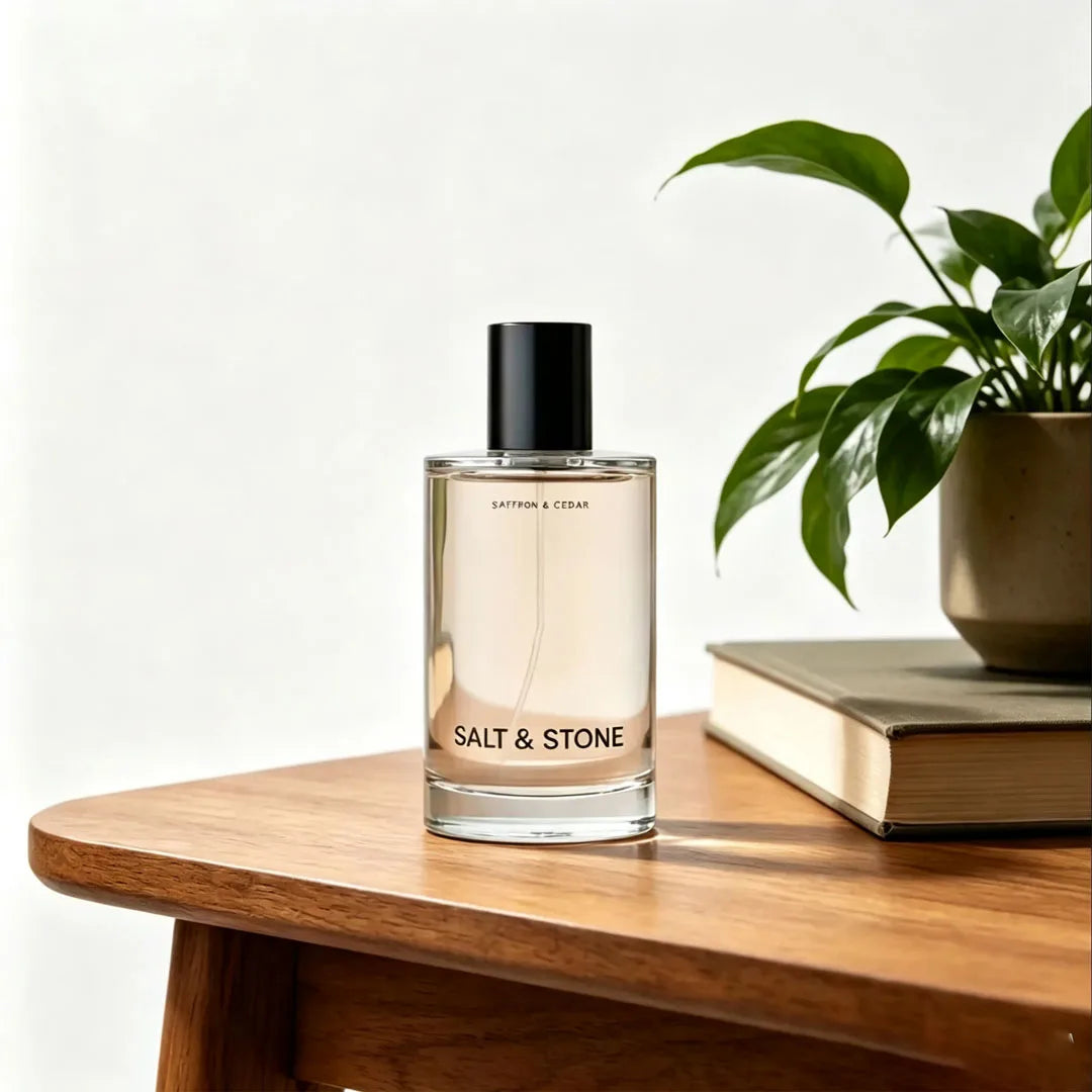 Saffron & Cedar SALT & STONE Women 100ml 3.4Oz Woody Spicy Perfume, Eye-catching Complex Scent Suitable for All Seasons, Sweet Sugar Cane Cedarwood Base