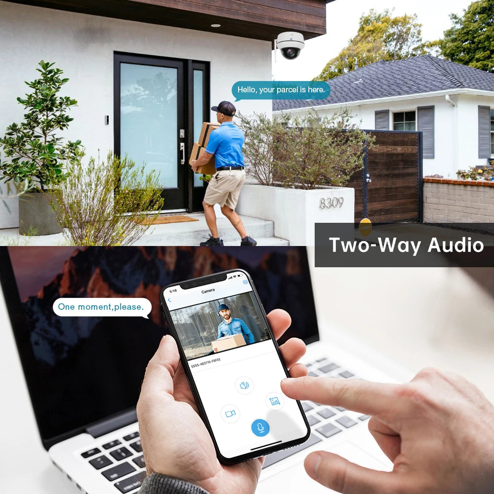 4K 8MP Wifi Dome PTZ Camera Outdoor Humanoid Tracking IP Camera Indoor 2-way Audio Wireless Home Security Surveillance Cameras