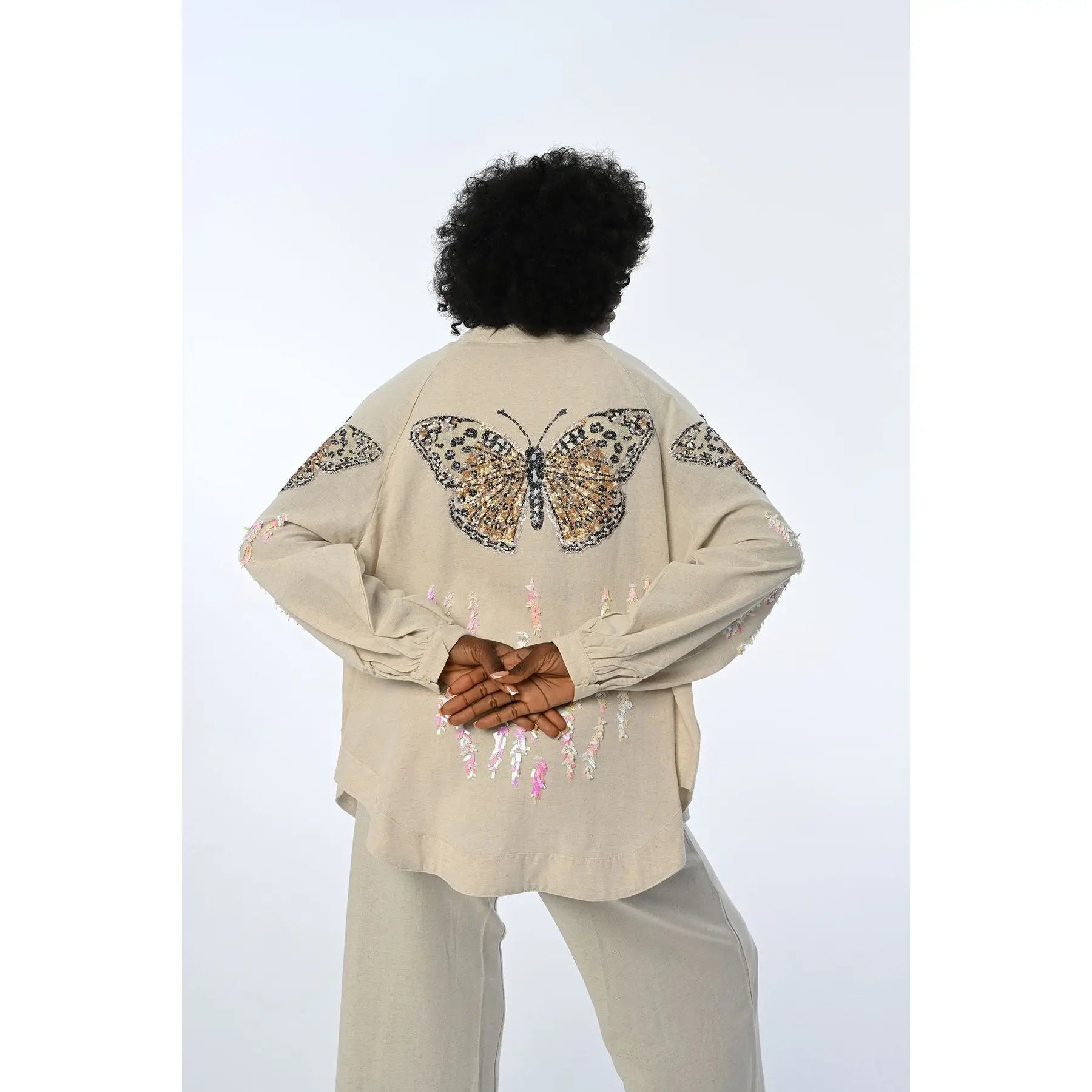 Butterfly Embroidered Women's Oversize Kimono Jacket